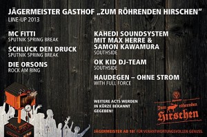 jägermeister gasthoftour line up flyer 2013